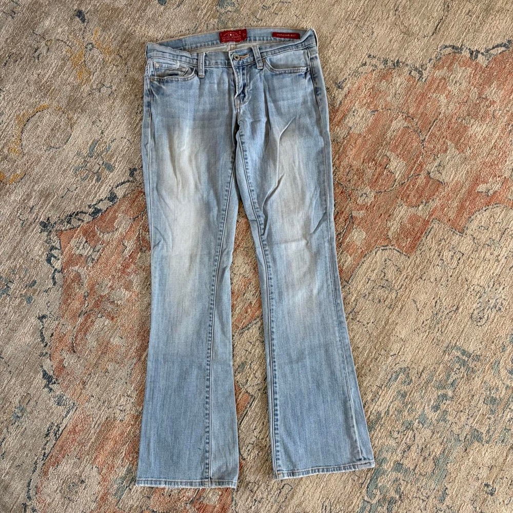 Lucky Brand Charlie Baby Boot Low Rise Flare Jeans Blue Embroidered Size 2/26R